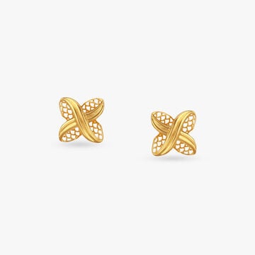 Crossover Petal Gold Stud Earrings