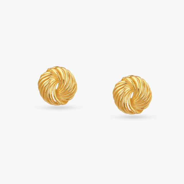 Spiral Swirl Gold Stud Earrings 
