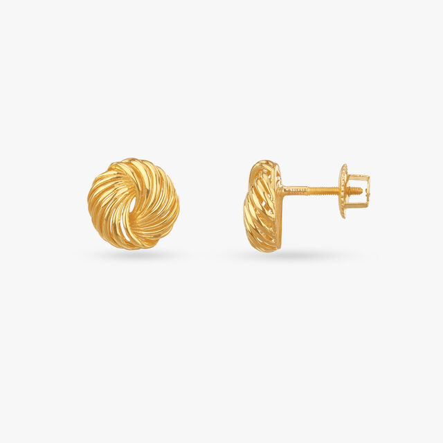 Spiral Swirl Gold Stud Earrings 2