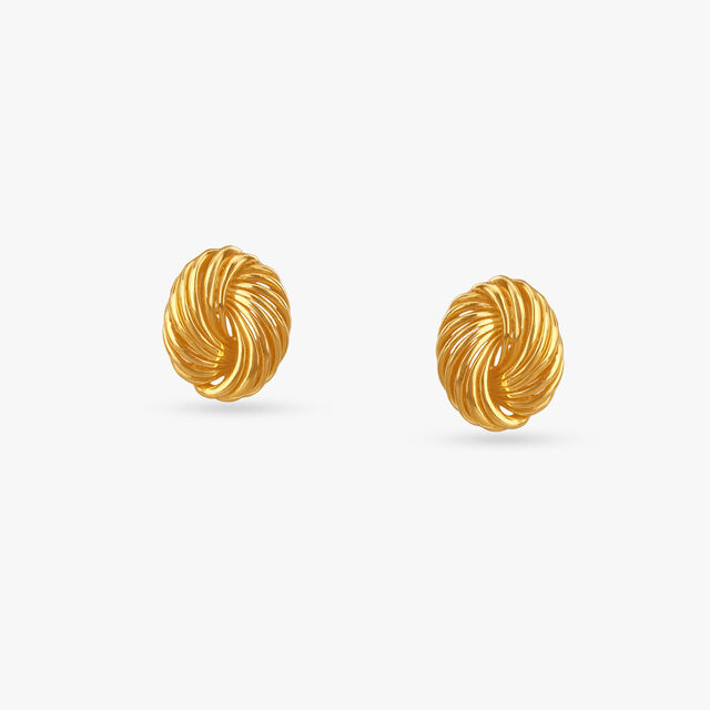 Bold Swirl Gold Stud Earrings 