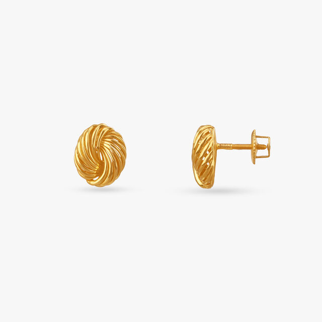 Bold Swirl Gold Stud Earrings 2