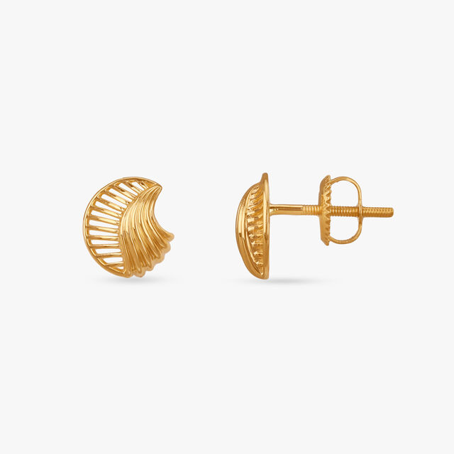 Crescent Flow Gold Stud Earrings 2