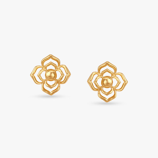 Geo Blossom Gold Stud Earrings 