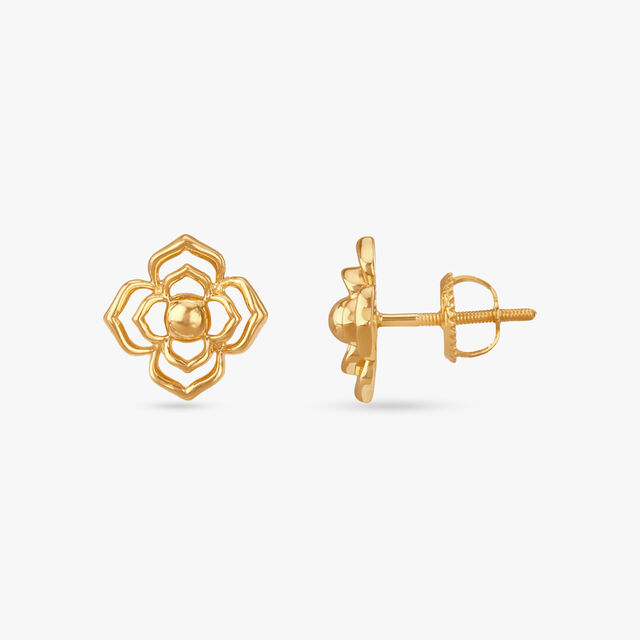 Geo Blossom Gold Stud Earrings 2