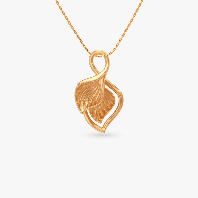 Sculpted Leaf Gold Pendant and Earrings Set 2