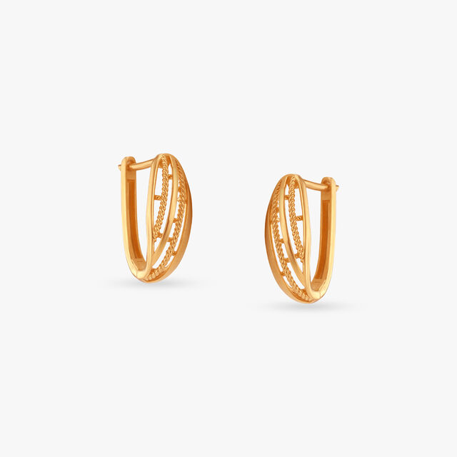 Sculpted Swirl Gold Hoop Earrings