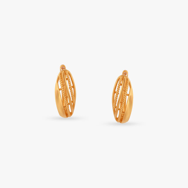 Sculpted Swirl Gold Hoop Earrings