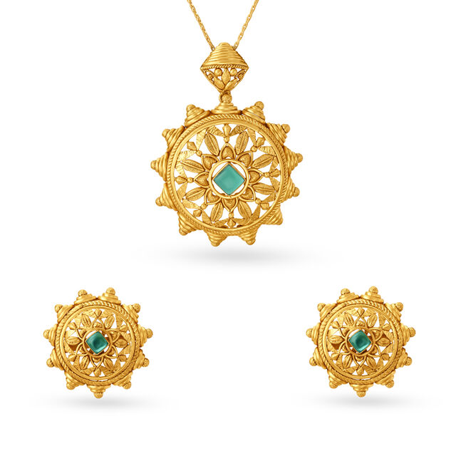Artsy Floral Pendant and Earrings Set,,hi-res 