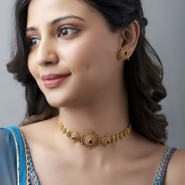 Tanishq Gold Choker Necklace In Gold With Price Necklace Tanishq