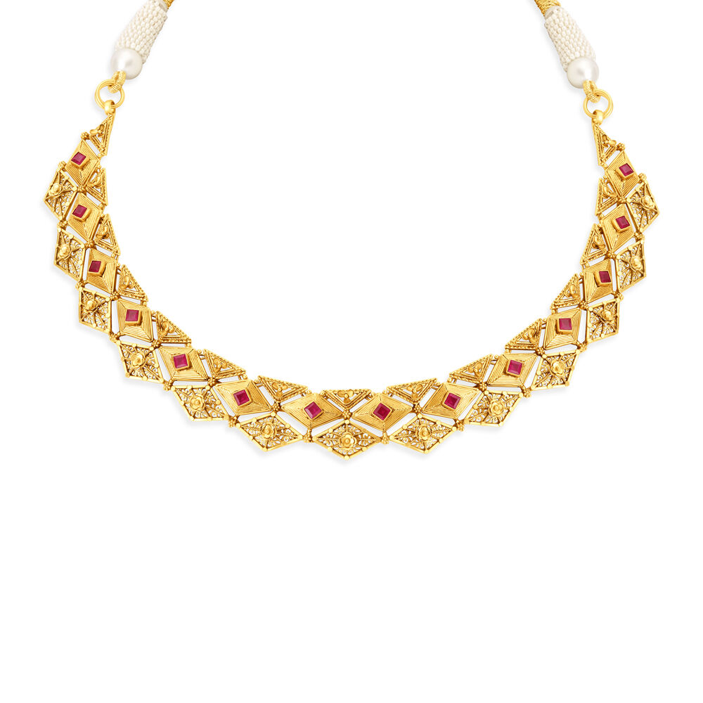 Buy Traditional Chic Gold Necklace Set at Best Price Tanishq US