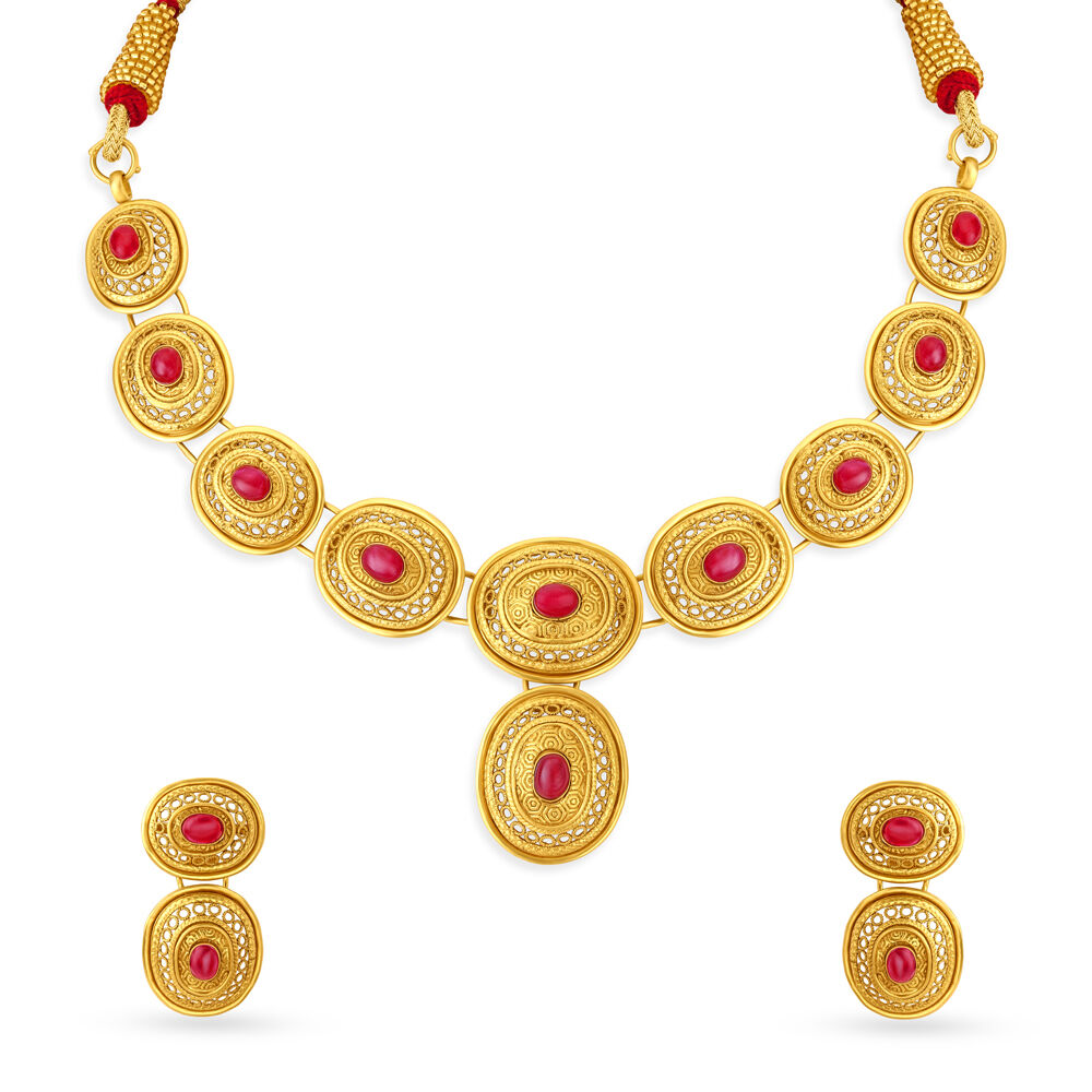Buy Regal Opulent Gold Necklace Set at Best Price Tanishq US