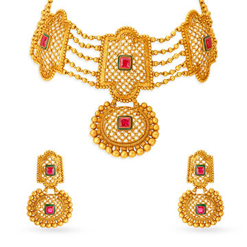 Regal Filigree Gold Necklace Set