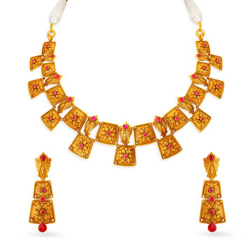 Surreal Floral Gold Necklace Set