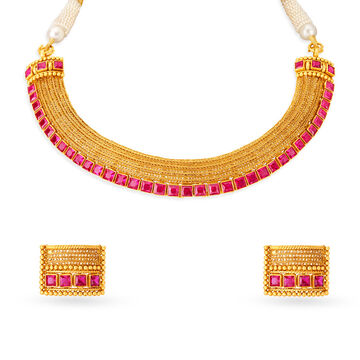 Grand Textured Gold Necklace Set