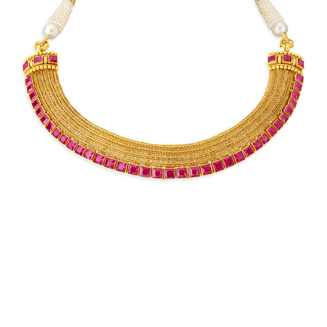 Grand Textured Gold Necklace Set,,hi-res 2