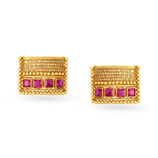 Grand Textured Gold Necklace Set,,hi-res 3