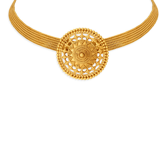 Intricate Floral Gold Necklace Set 2