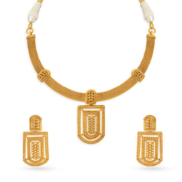 Surreal Geometric Gold Necklace Set