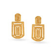Rustic 22 Karat Yellow Gold Geometric Leaf Drop Earrings 