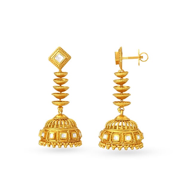 Traditional Regal Gold Jhumkas,,hi-res 2