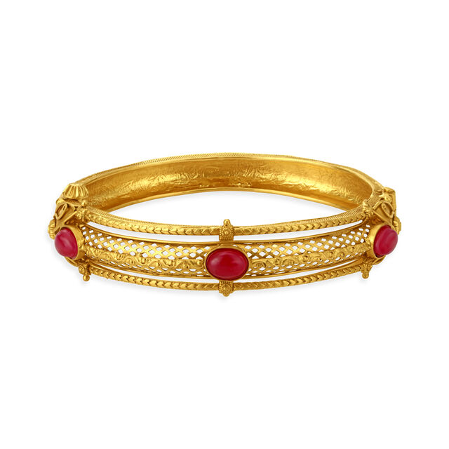 Striking Opulent Gold Bangle,,hi-res
