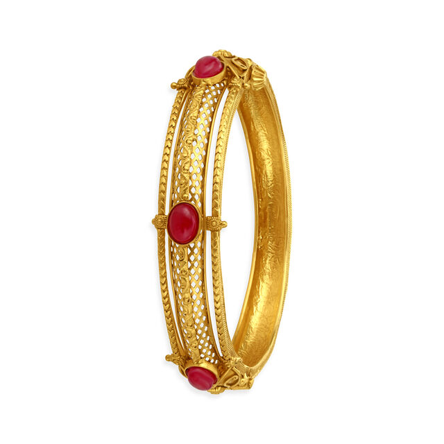 Striking Opulent Gold Bangle,,hi-res