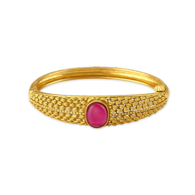 Luminous Textured Gold Bangle,,hi-res