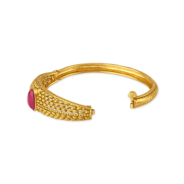 Luminous Textured Gold Bangle,,hi-res