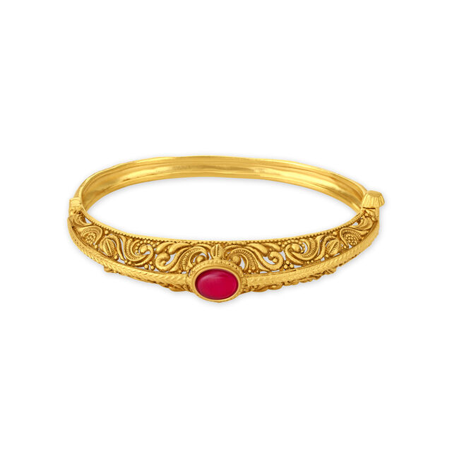 Vine Inspired Gold Bangle,,hi-res 