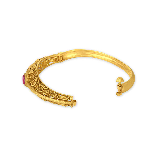 Vine Inspired Gold Bangle,,hi-res 2