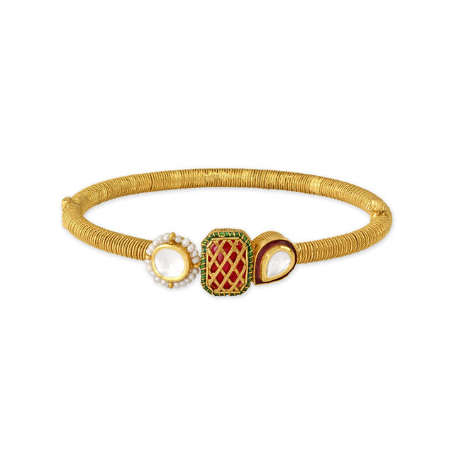 Abstract Traditional Gold Bangle,,hi-res 