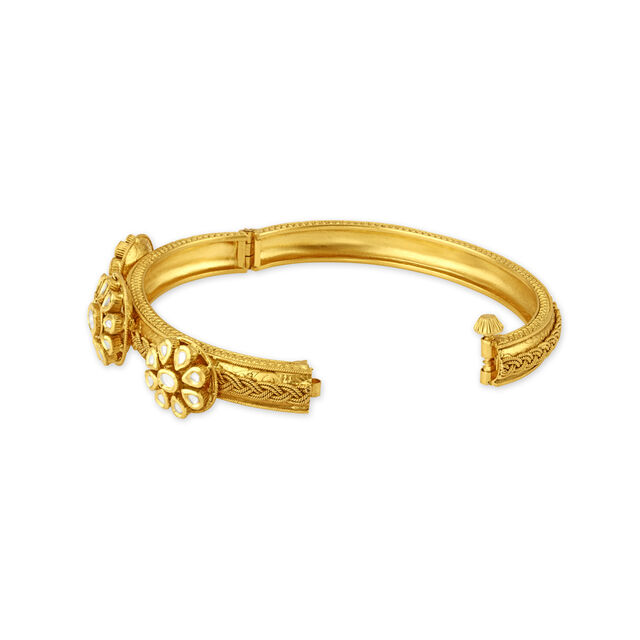 Minimal Floral Gold Bangle,,hi-res 2