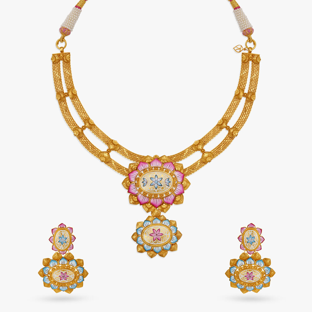 Bridal jewellery sets gold from tanishq with price on sale