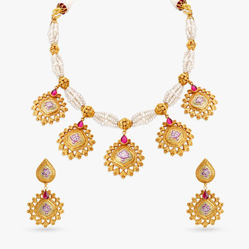 Swarn Necklace Set with Coloured Stones
