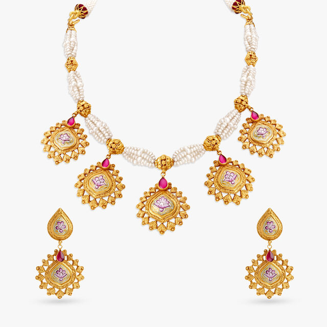 Swarn Necklace Set with Coloured Stones,,hi-res 