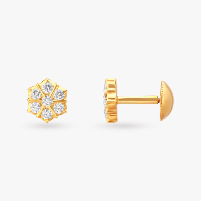 Floral Elegance Diamond Stud Earrings 2