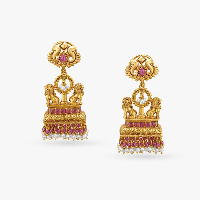 Magnificent Simhazhi Jhumkis,,hi-res 