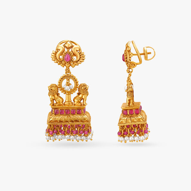 Magnificent Simhazhi Jhumkis,,hi-res 2