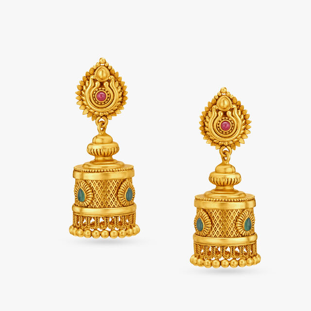 A Golden Ode Jhumkis,,hi-res 