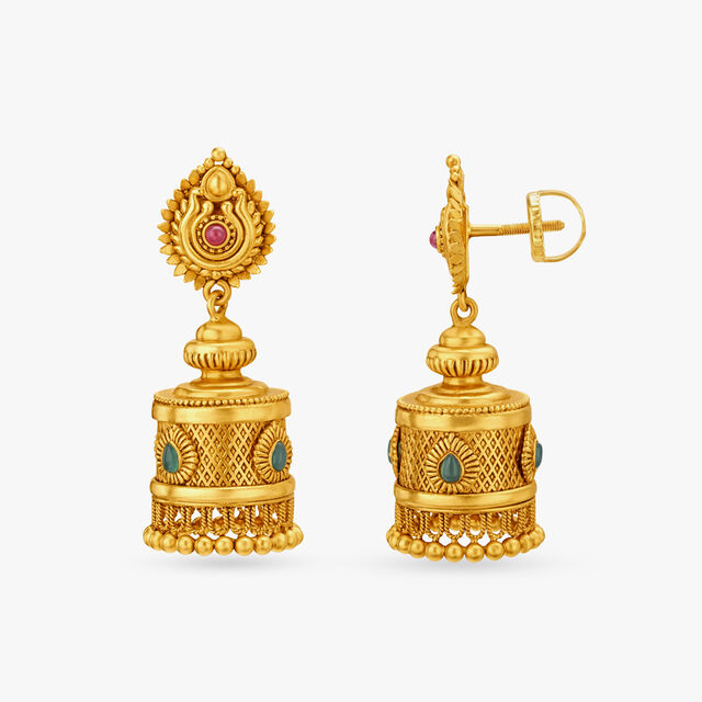 A Golden Ode Jhumkis,,hi-res 2