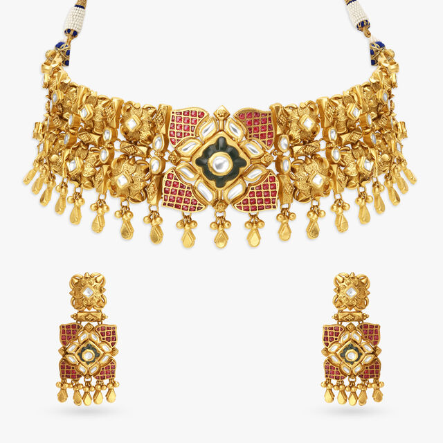 Sumptuous Choker Necklace Set with Kundan Work,,hi-res 2