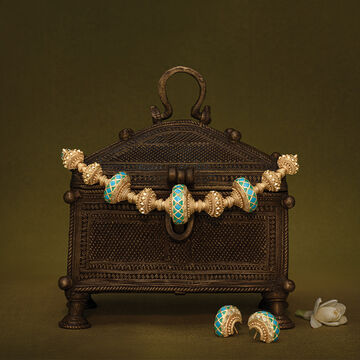 Marvellous Turquoise Badhroom Pattern Necklace Set