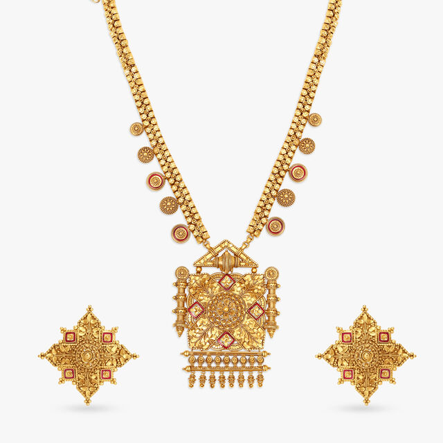 Luxurious Ras Rawa and Chandak Work Necklace Set,,hi-res 2