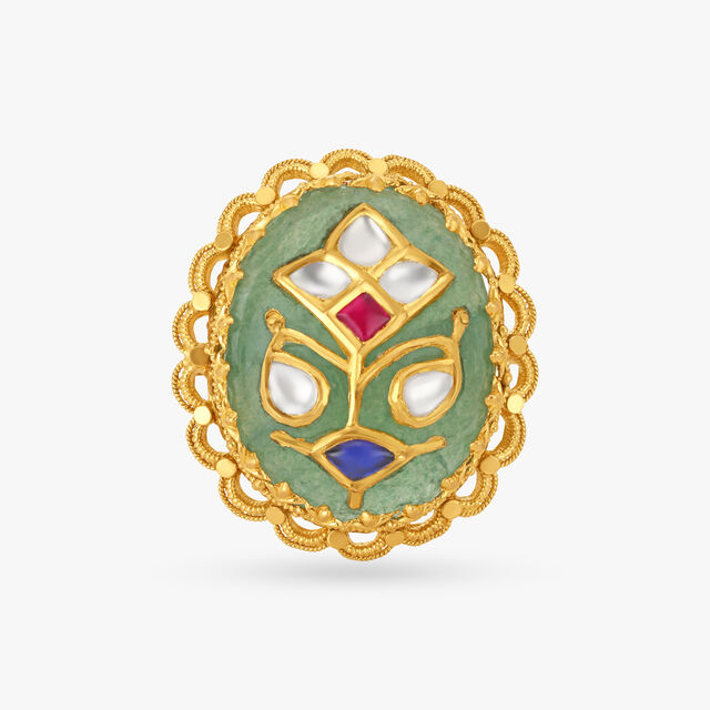 Mesmerizing Chandak and Kundan Inlay Work Finger Ring,,hi-res