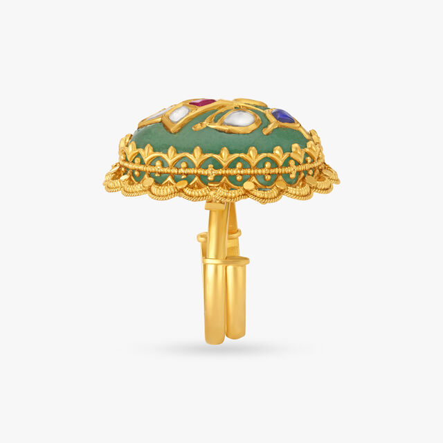 Mesmerizing Chandak and Kundan Inlay Work Finger Ring,,hi-res