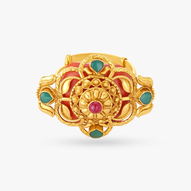 Resplendent Coral Stone Finger Ring,,hi-res 2