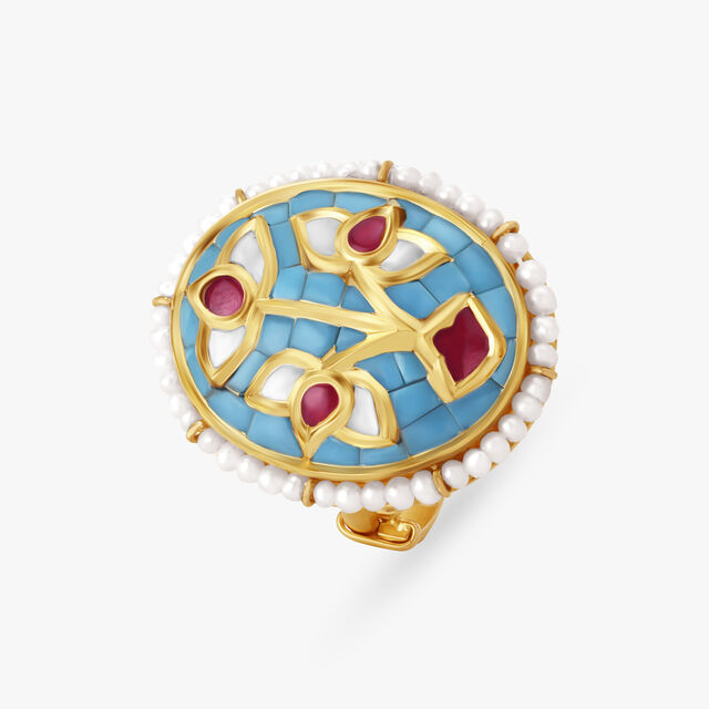 Stunning Mosaic and Kundan Work Finger Ring,,hi-res