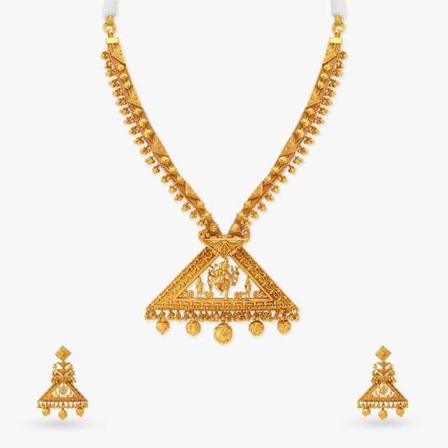 Divine Kakatiya Temple Gold Necklace Set 