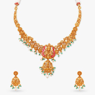 Lakshmi Narayana Gold Necklace Set