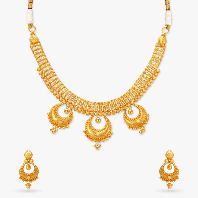 Ethereal Grandeur Gold Necklace Set 